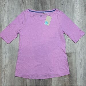 Boden Boatneck Tee with Pocket Detail Lilac Womens size M Medium NWT Cotton